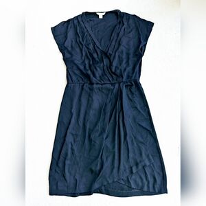 Diane Von Furstenberg Silk Navy Blue Asymmetrical Dress